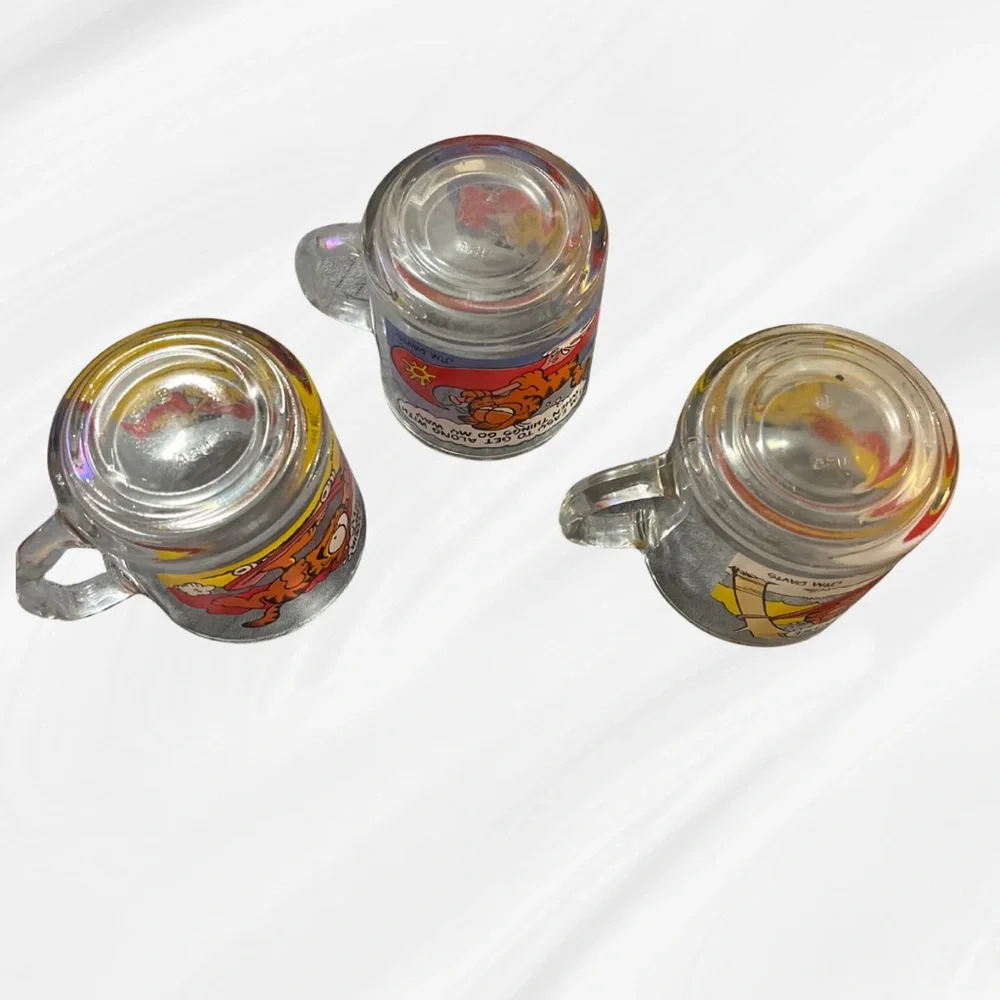 Vintage 1978 McDonald's Garfield Glass Mugs by Anchor Hocking
